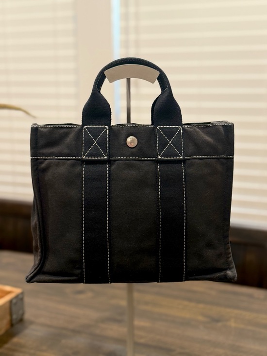 Hermes Handbags - Hermes Black Canvas Tote Bag